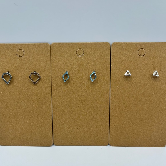 Different shaped silver stud earrings - Picture 1 of 10